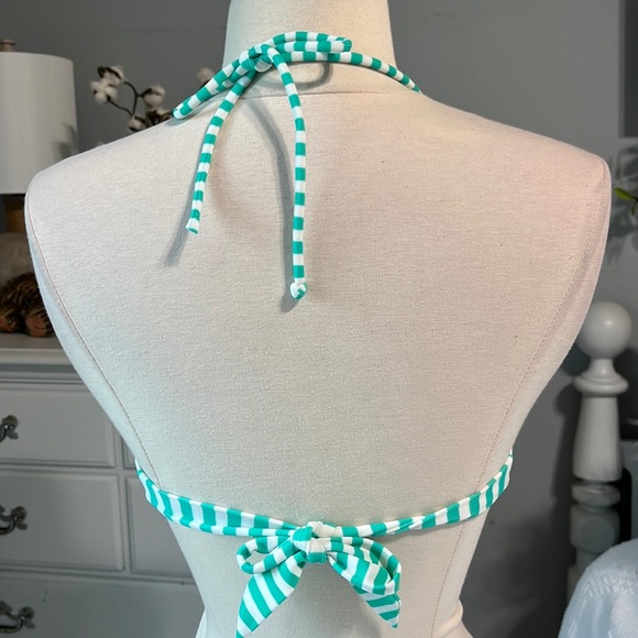 Victoria Secret Bikini Top Swimsuit Polka Dot Medium Green White  Tie Back - Picture 4 of 16